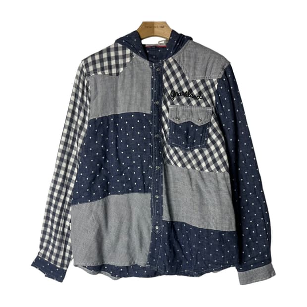 [Rough Natural Charm] 러프 패치워크 후드 셔츠