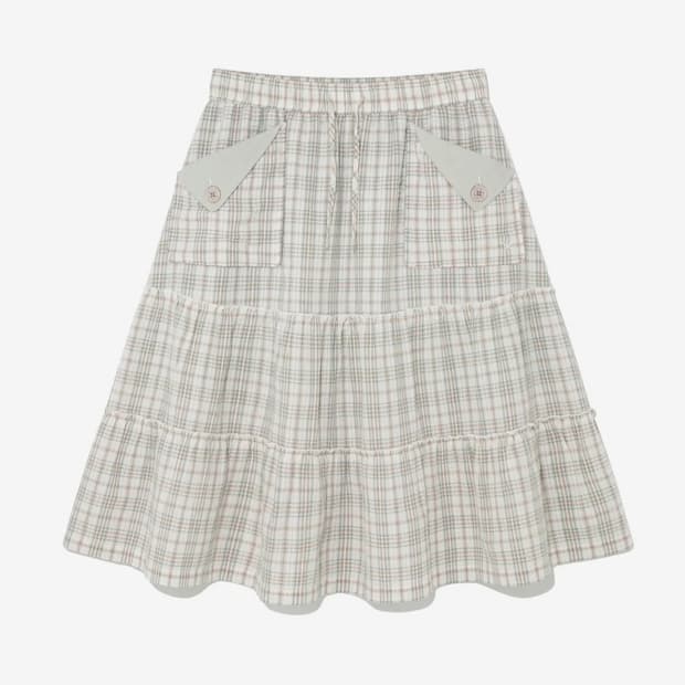 더콜디스트모먼트 치마TCM frill pocket check skirt 