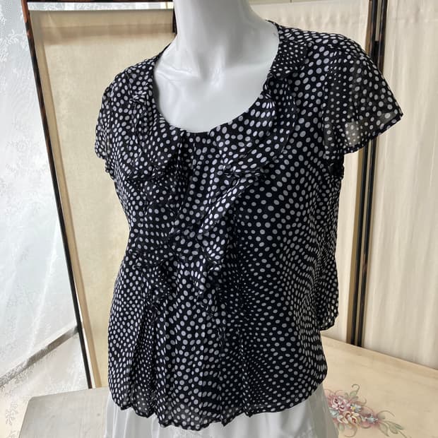 jpn vintage dot frill blouse