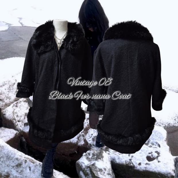 Vintage 08 Black Fur nana Coat