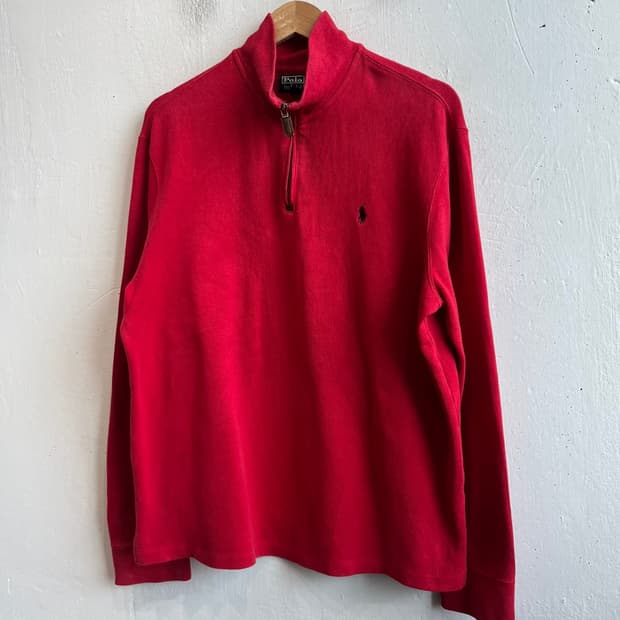폴로랄프로렌 반집업 코튼 니트 레드 L