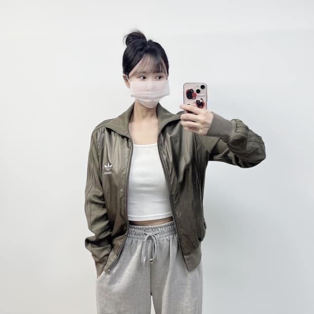 아디다스 불꽃 로고 y2k 트랙탑 져지 카키 브라운