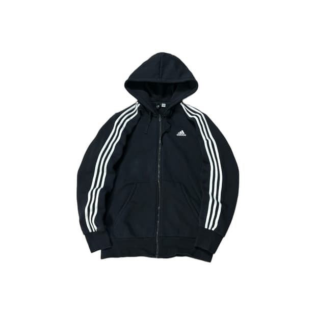 아디다스 후드 져지 블랙 검흰