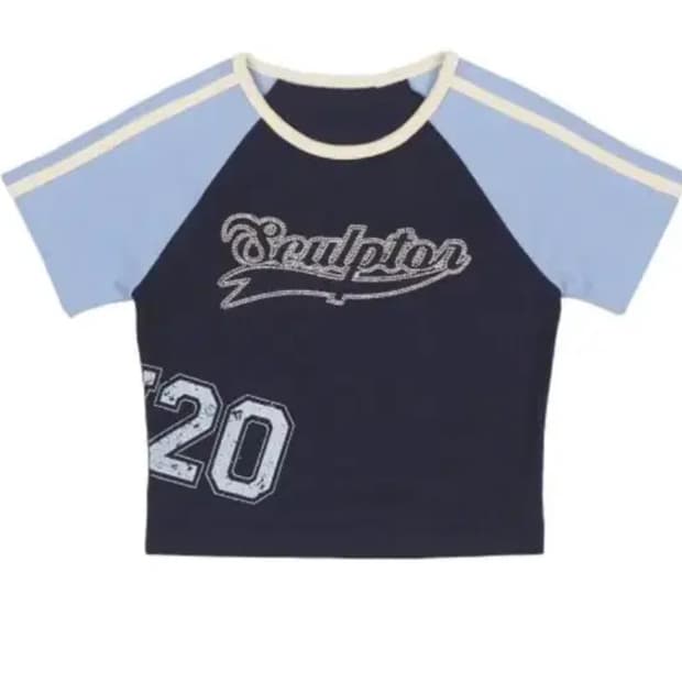 스컬프터 글램 큐빅 크롭 티셔츠