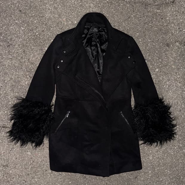 Armani Exchange Fur Cuff Detail Coat