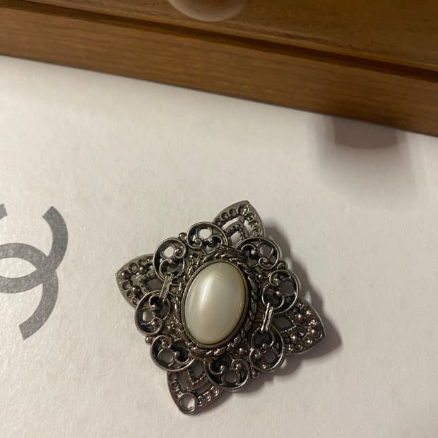 일본 수입 빈티지 오벌 스톤 브로치
