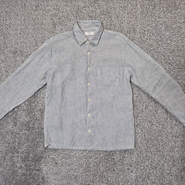 유니클로 여성 스트라이프 린넨 셔츠 M