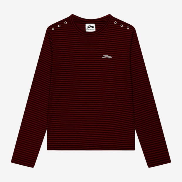 탄산마그네슘 주영X탄산 아일렛 롱슬리브 (스트라이프 레드)