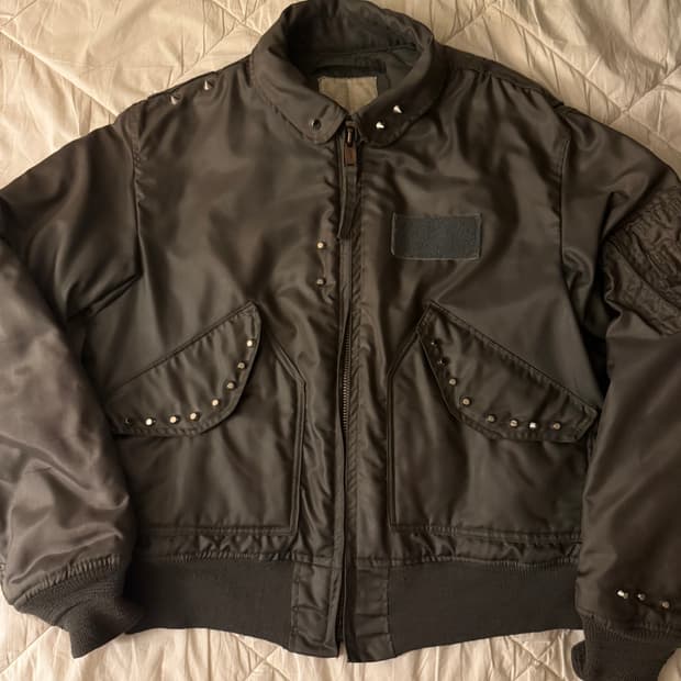 80s 미군 리워크 스터드 봄버 자켓