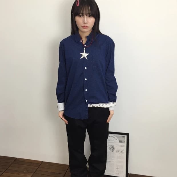BROWNY Navy Dot Pattern Shirt