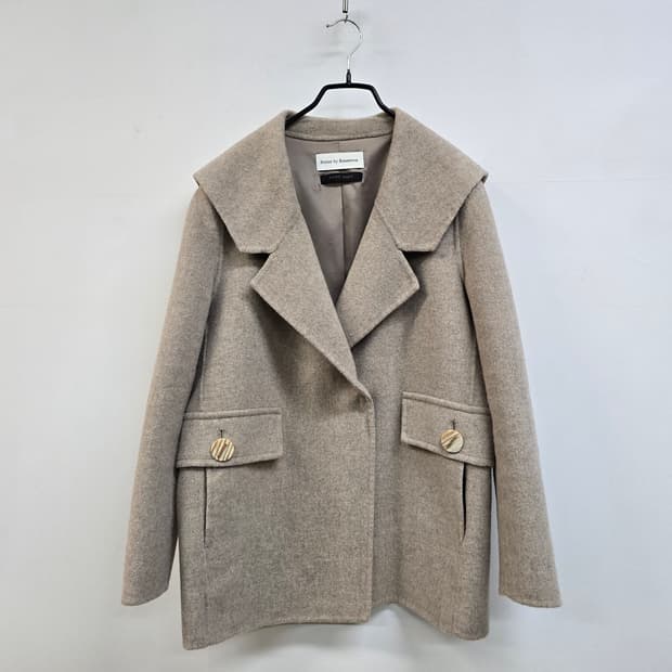 레니본 빅카라 아방핏 캐시미어 블랜딩 헤링본 코트