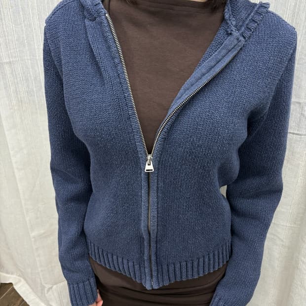  CK 캘빈클라인 네이비 블루 니트 후드 집업