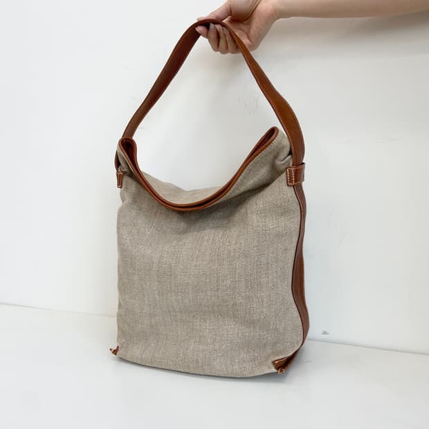 Genten 린넨/레더 숄더백