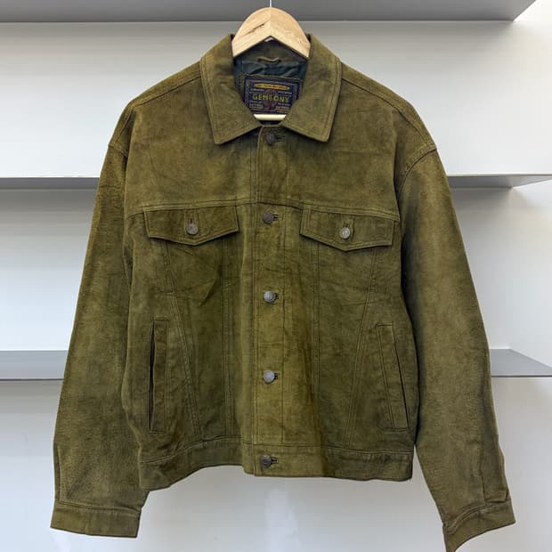 Gembony 90s Suede Leather Trucker Jacket