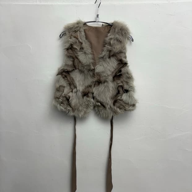 빈티지 퍼 조끼 자켓