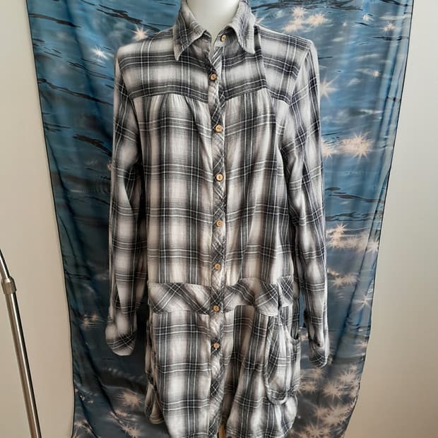 체크 모리 셔츠 원피스