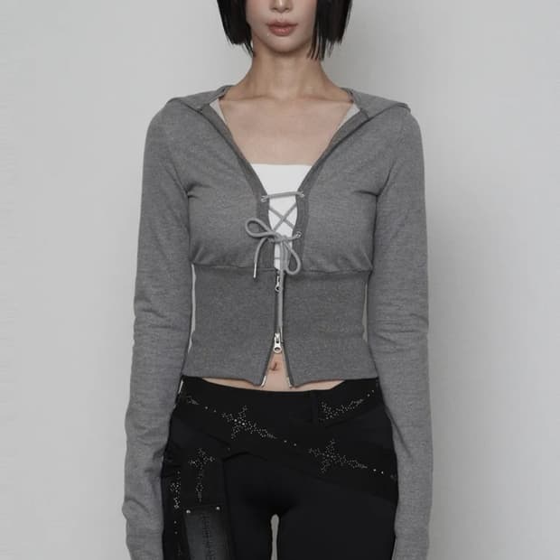 에트오소메 브이넥 코르셋 후드집업