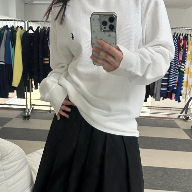 폴로 랄프로렌 화이트 와플 티셔츠 