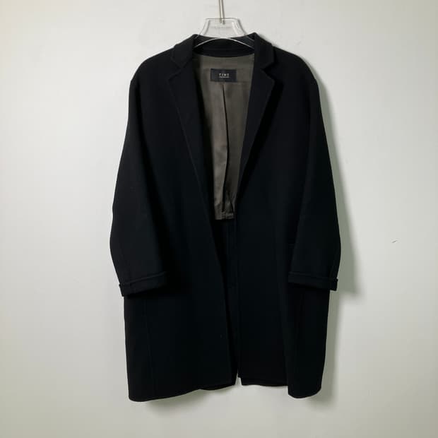 Time 타임 블랙 핸드메이드 오픈 코트 