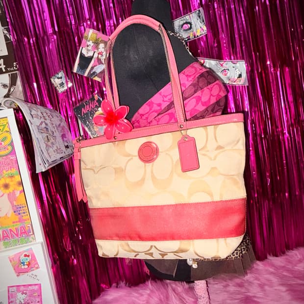 💗러블리) Coach 코치 시그니처 쇼퍼토트백 핑크베이지