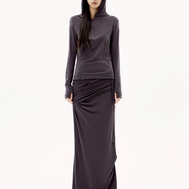 [오호스, OJOS] Layering Draped Maxi Skirt