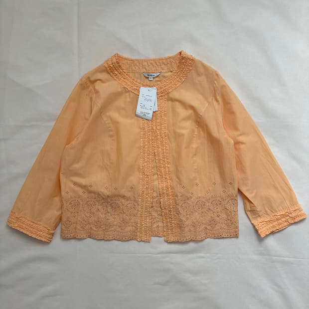 vintage orange frill lace blouse