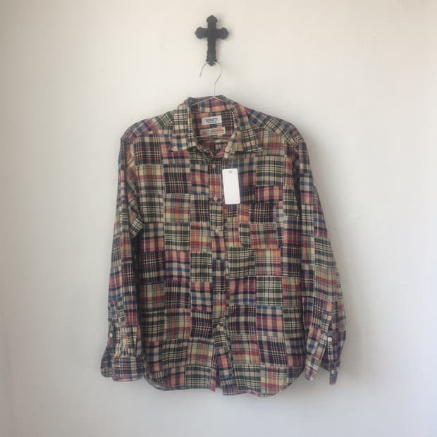 Patch work check pattern shirt