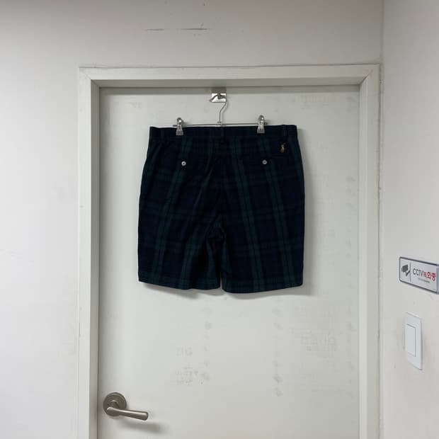 폴로 랄프로렌 타탄 체크 반바지 34