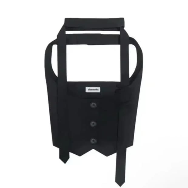 체메씨 트윌 리본 베스트 조끼 블랙