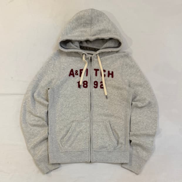 아베크롬비 딱붙핏 후드집업 멜란지 그레이