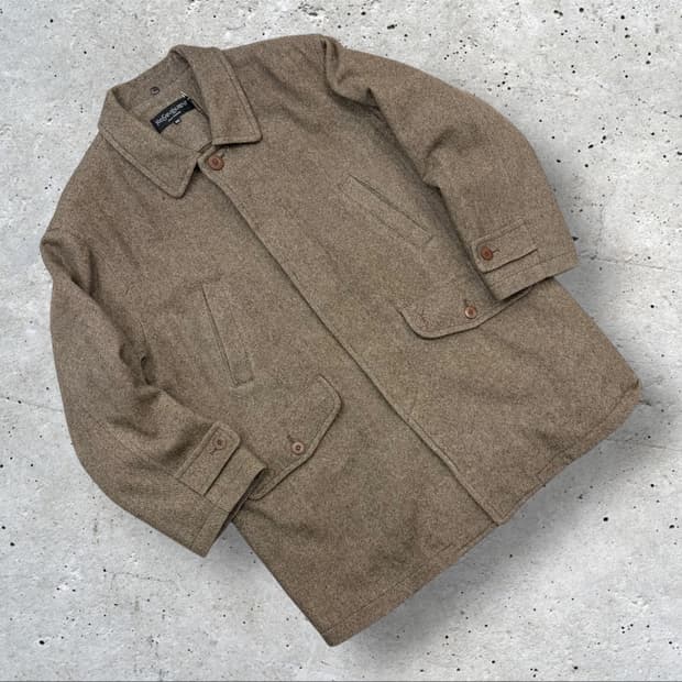 [100] 입생로랑 뿌르 옴므 브라운 베이지 헤링본 울 코트 B656