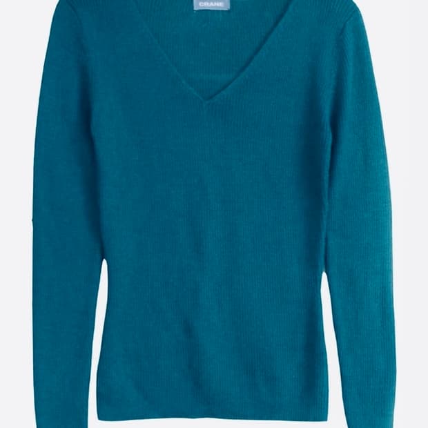 빈티지 울100 청록색 니트