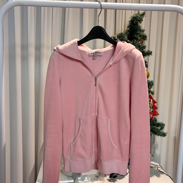 쥬시꾸뛰르 핑크 벨벳 후드집업