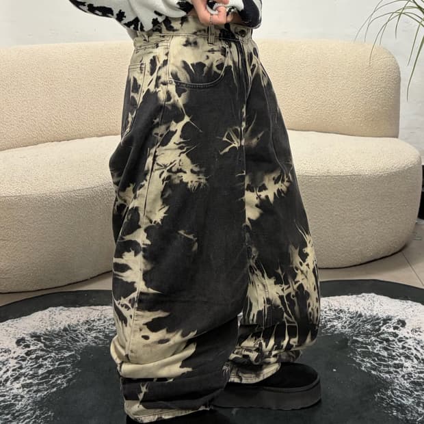 90s OLD NAVY 블랙타이다이 와이드 힙합팬츠