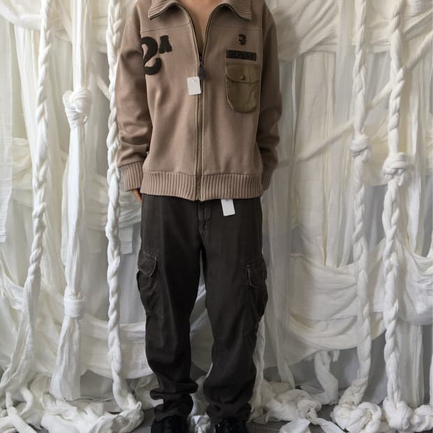 Replay knit high neck zip up