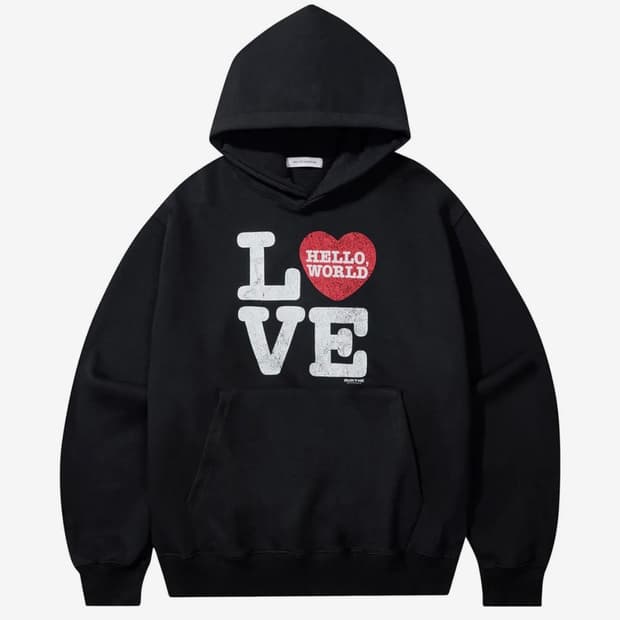 밈더워드로브 헬로 월드 love 후드티