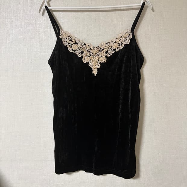 블랙 검정 빈티지 벨벳 나시 슬리브리스