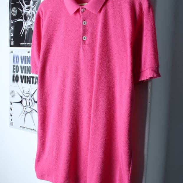 (XL) 자라 반팔 카라 티셔츠 부클 핑크 무지 놈코어-H31675