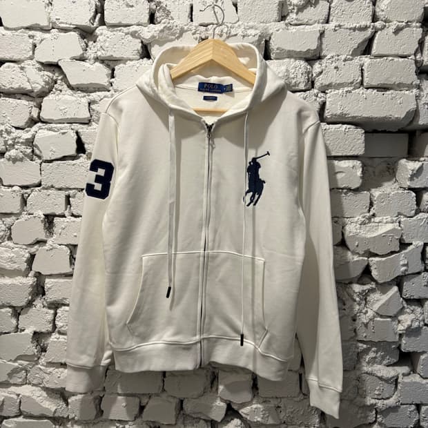 폴로 빅포니3 화이트 후드집업