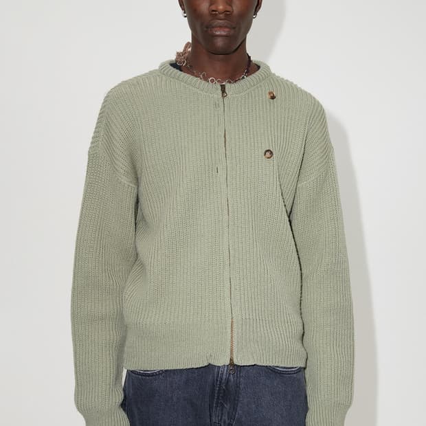 [48] 아워레가시 집업 랩 가디건 리파인드 그린 쿼티디안 울