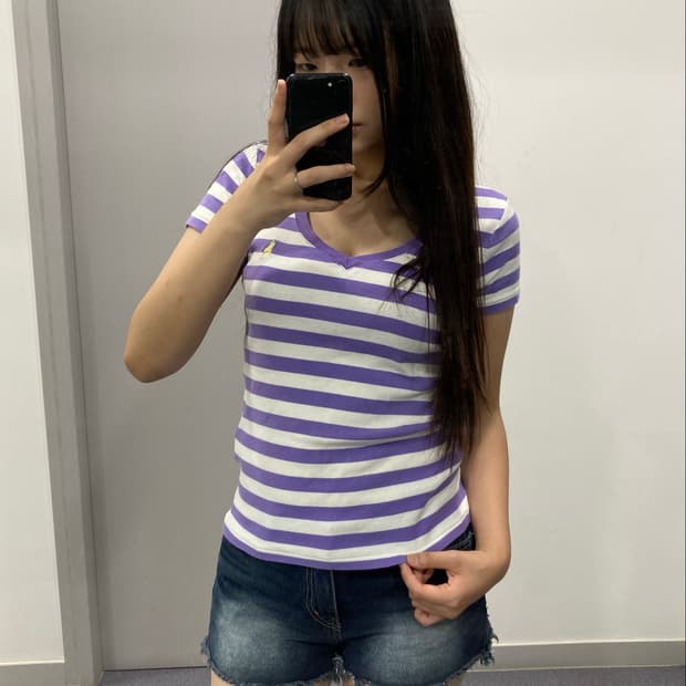 폴로 랄프로렌 딱붙 스트라이프 티셔츠