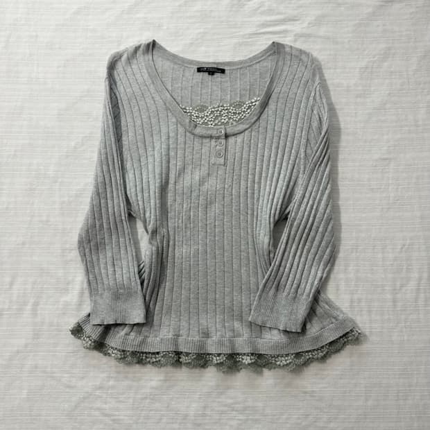 레이스 민트 그레이 모리걸 롱슬리브