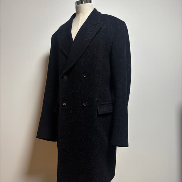 Our Legacy 울 블렌드 피크드 더블 코트 네이비