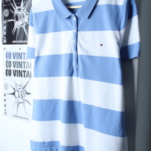 W(XL-2XL) 타미힐피거 반팔 카라 티셔츠 스트라이프-H30317