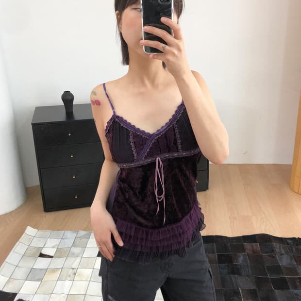 vintage velvet lace cami top