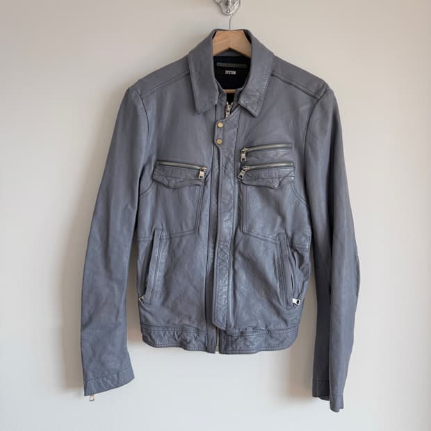 시스템(SYSTEM) 램스킨 레더 자켓(카라 탈착 가능, 한섬)