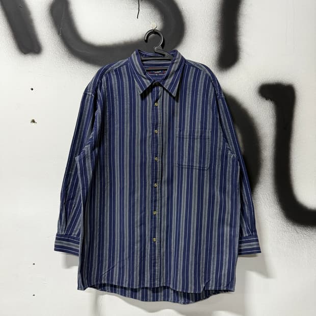 VTG 빈티지 빅 사이즈 스트라이프 원포켓 코튼 긴팔 셔츠