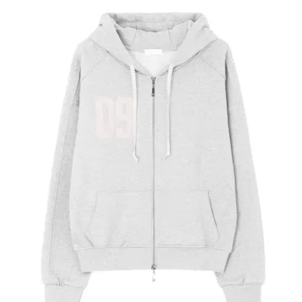 (새상품)클리시어 09 넘버링 후드집업 멜란지 그레이 기모