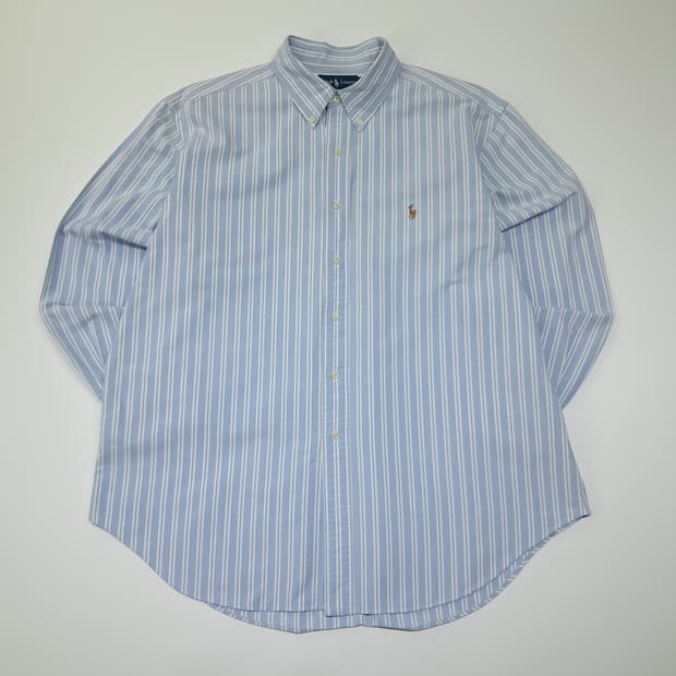 CN992 XL 폴로 랄프로렌 블루 스트라이프 긴팔 셔츠 남방