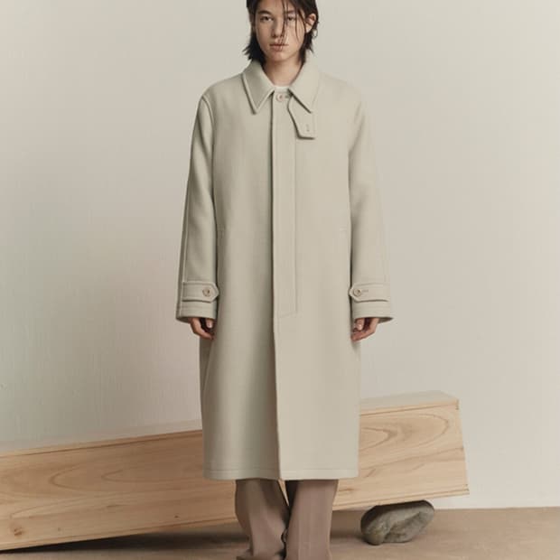 실측 XL) COOR 쿠어 MTR 발마칸 울 캐시미어 코트 크림 희귀